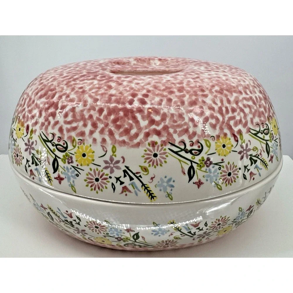 Temptations Presentable Ovenware Covered Casserole Dish Floral‎ Pink